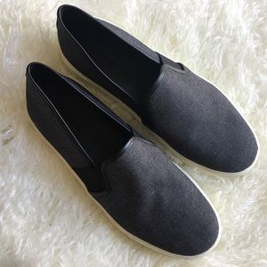NEW Vince Canvas Leather Slipon Sneaker Black Sz 8